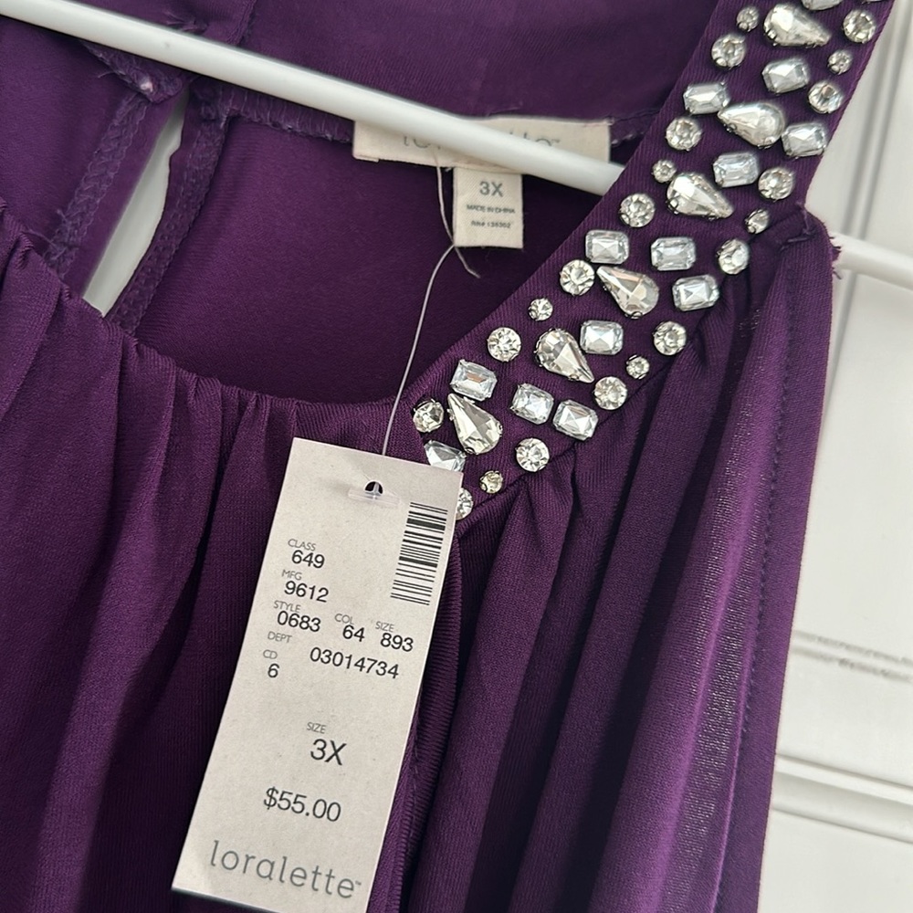 NWT!! Purple Rhinestone sleeveless Cocktail/Wedding/Party Dress - Sz 3X